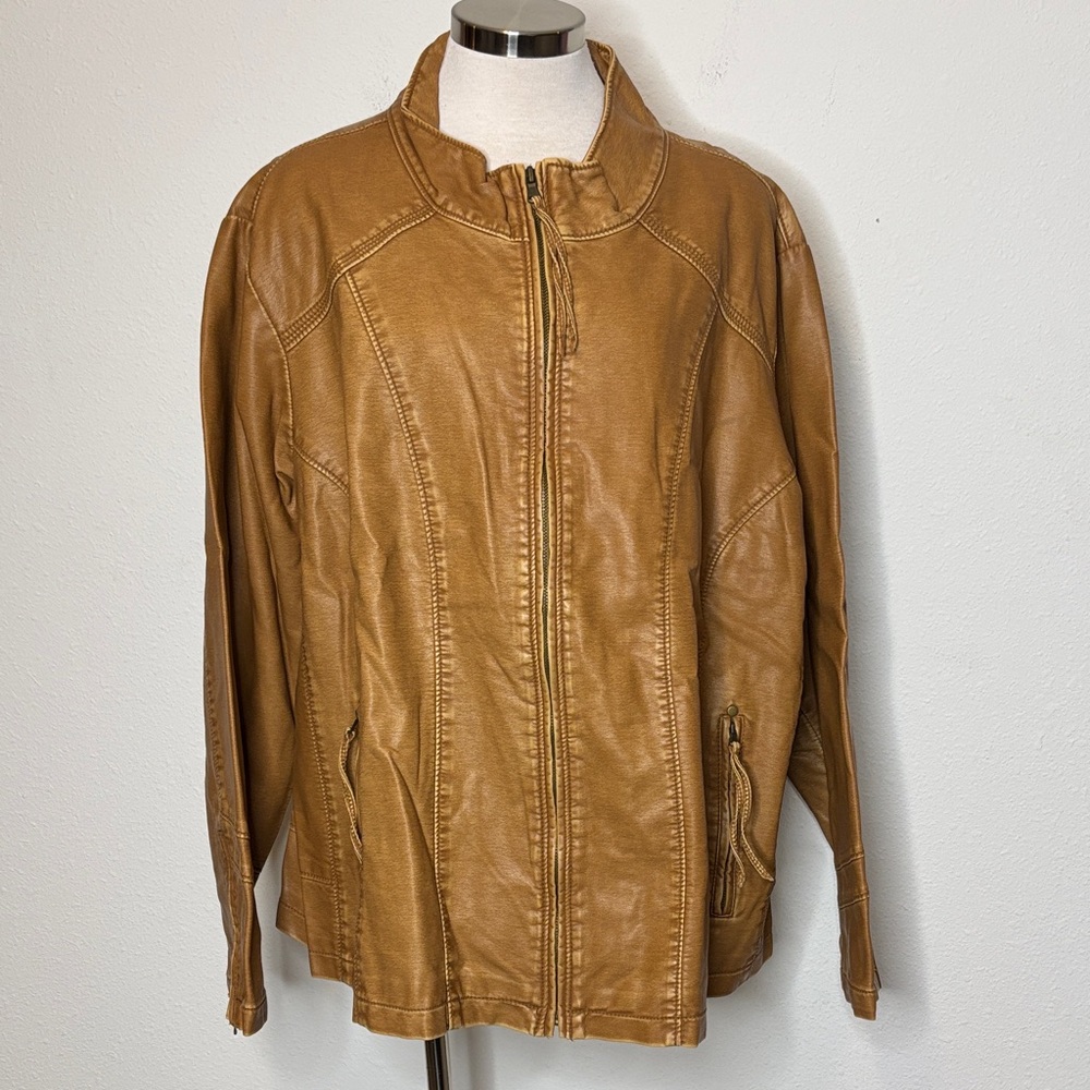 Dress Barn size 22/24 Tan faux Leather Jacket